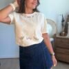 Blouse beige brodée  - Modèle Zelie
