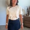 Blouse beige brodée  - Modèle Zelie