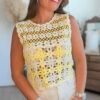 Top brodé jaune - Modèle Nalia
