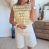 Top brodé jaune - Modèle Nalia