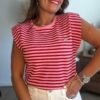 Top a rayures rose rouge - Modèle Lucile