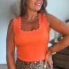 TOP ORANGE SANGUINE Top en maille orange - Modèle Charlotte