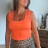 TOP EN MAILLE ORANGE SANGUINE Top en maille orange - Modèle Charlotte
