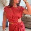 ROBE LONGUE A DECOUPE ASYMETRIQUE BRIQUE Robe longue Terracota - Modèle Palma