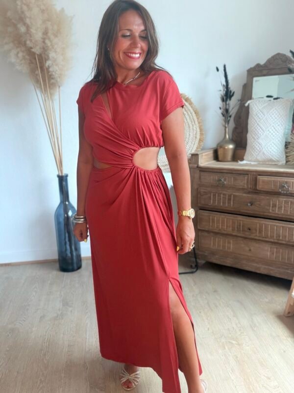 ROBE AVEC FENTE BRIQUE Robe longue Terracota - Modèle Palma