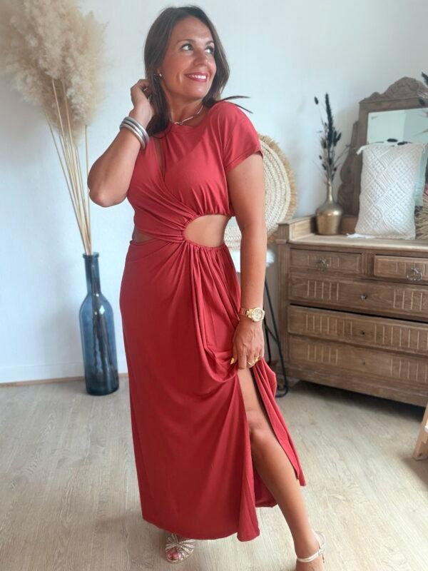 ROBE LONGUE ASYMETRIQUE BRIQUE Robe longue Terracota - Modèle Palma