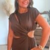 Robe longue chocolat - Modèle Palma
