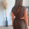 Robe longue chocolat - Modèle Palma