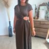 Robe longue chocolat - Modèle Palma