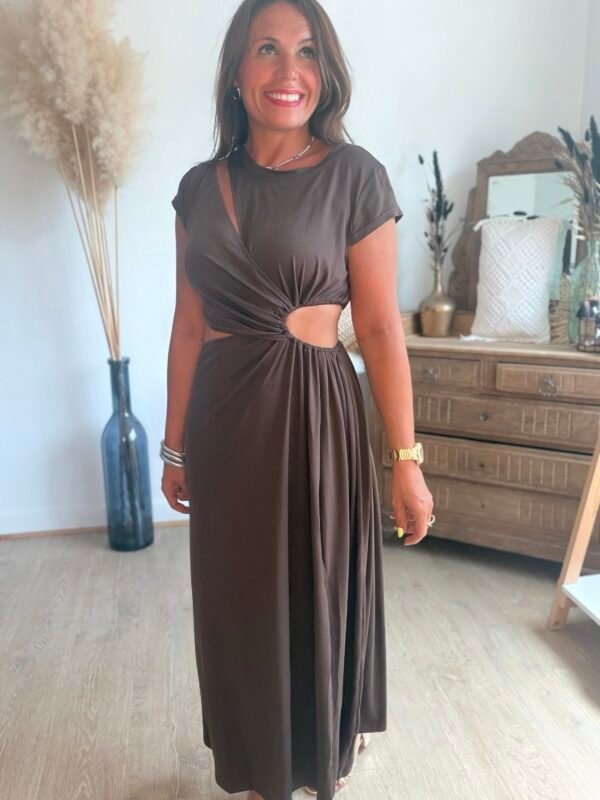 Robe longue chocolat - Modèle Palma
