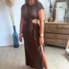 Robe longue chocolat - Modèle Palma
