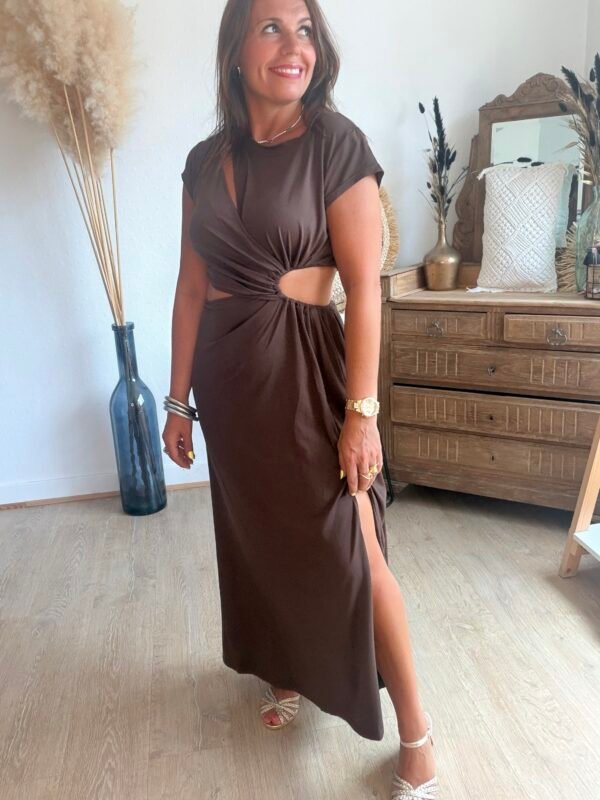 Robe longue chocolat - Modèle Palma