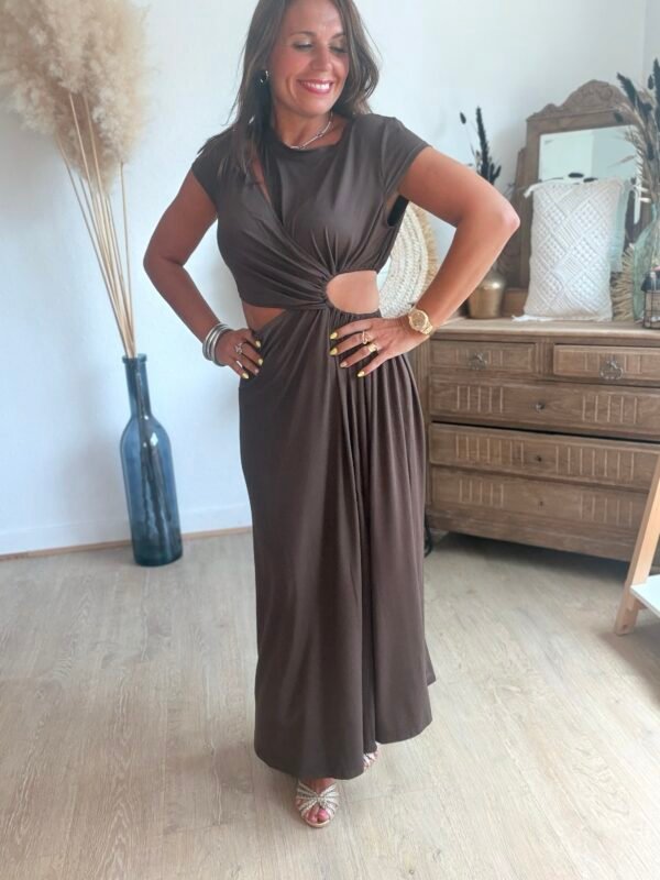 Robe longue chocolat - Modèle Palma