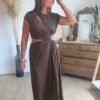 Robe longue chocolat - Modèle Palma