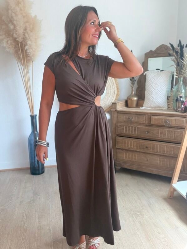 Robe longue chocolat - Modèle Palma