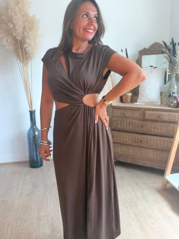 Robe longue chocolat - Modèle Palma