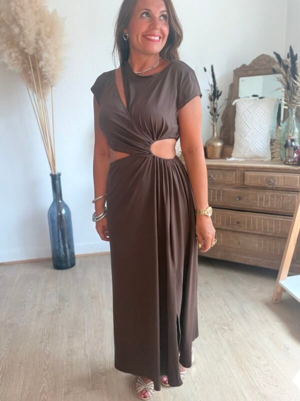 Robe longue chocolat - Modèle Palma