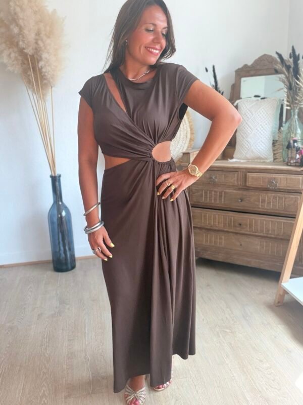 Robe longue chocolat - Modèle Palma