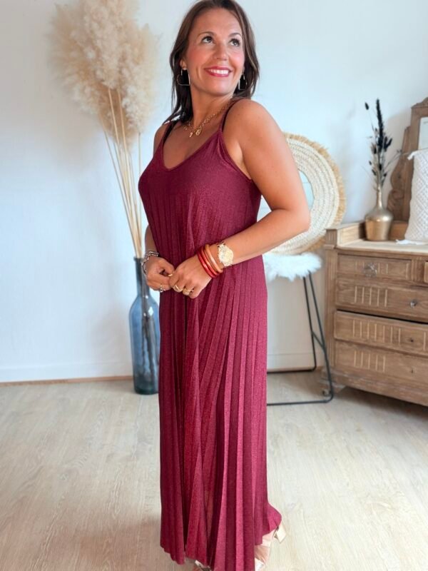 img_7370 Robe plissée pailletté bordeaux - Modèle Sandrine