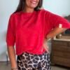 Pull manches 3/4 rouge - Modèle Billie