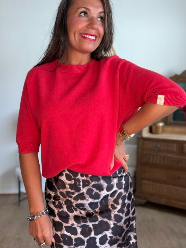 Pull manches 3/4 rouge - Modèle Billie