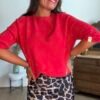 Pull manches 3/4 rouge - Modèle Billie