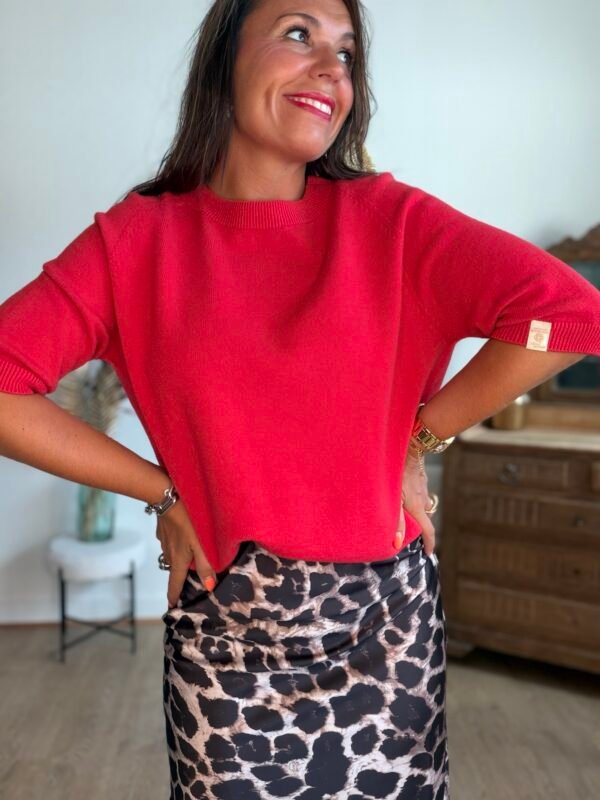 Pull manches 3/4 rouge - Modèle Billie