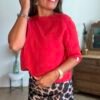 Pull manches 3/4 rouge - Modèle Billie