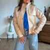 Veste similicuir beige  - Modèle Laura