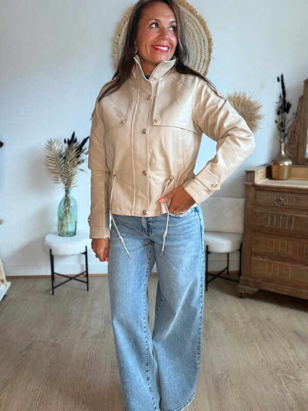 Veste similicuir beige  - Modèle Laura