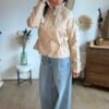 Veste similicuir beige  - Modèle Laura