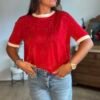 img_0136 T shirt rouge maille fine - Modèle Carla