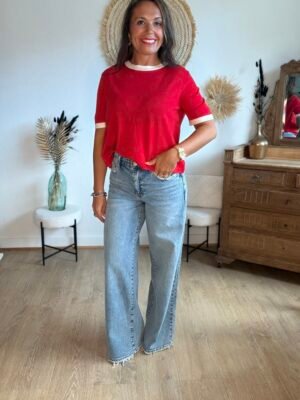 img_0141-2 T shirt rouge maille fine - Modèle Carla
