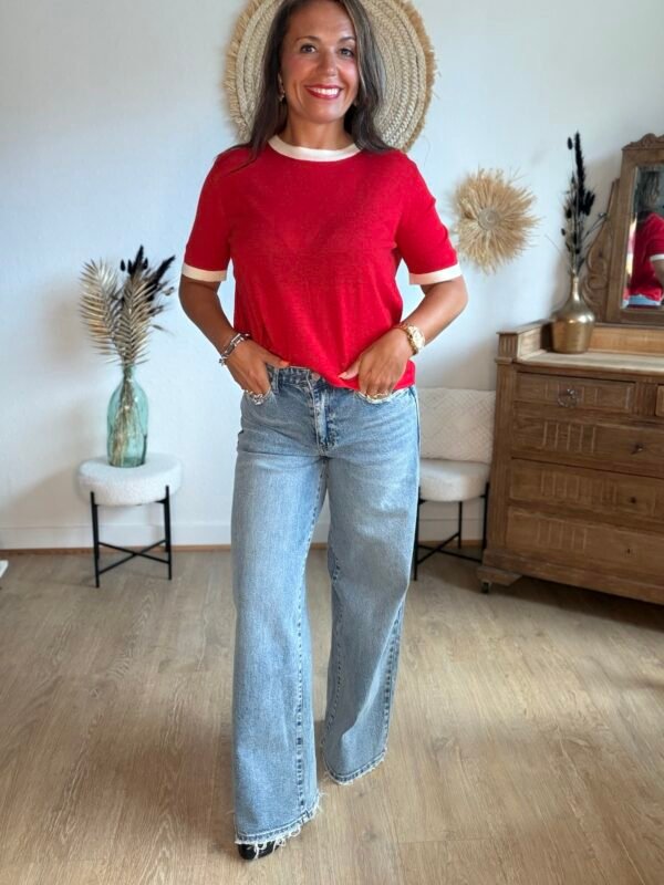 img_0142 T shirt rouge maille fine - Modèle Carla