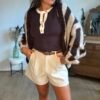 Gilet grosse maille rayé chocolat - Modèle Charlie