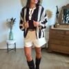 Gilet grosse maille rayé chocolat - Modèle Charlie