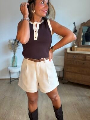 Short de tailleur beige - Modèle Simon