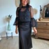 Blouse dentelle noire plumetis - Modèle Lisie