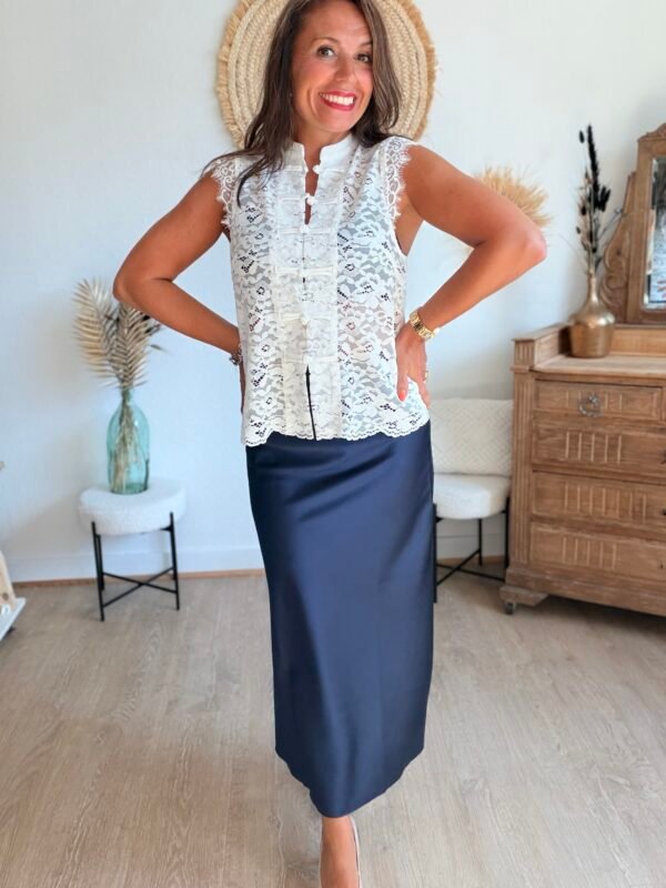 Blouse dentelle blanche asiatique - Modèle Line
