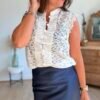 Blouse dentelle blanche asiatique - Modèle Line