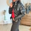 Veste similicuir noir - Modèle Laura