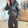 Veste similicuir noir - Modèle Laura