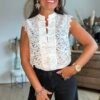 Blouse dentelle blanche asiatique - Modèle Line