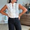 Blouse dentelle blanche asiatique - Modèle Line