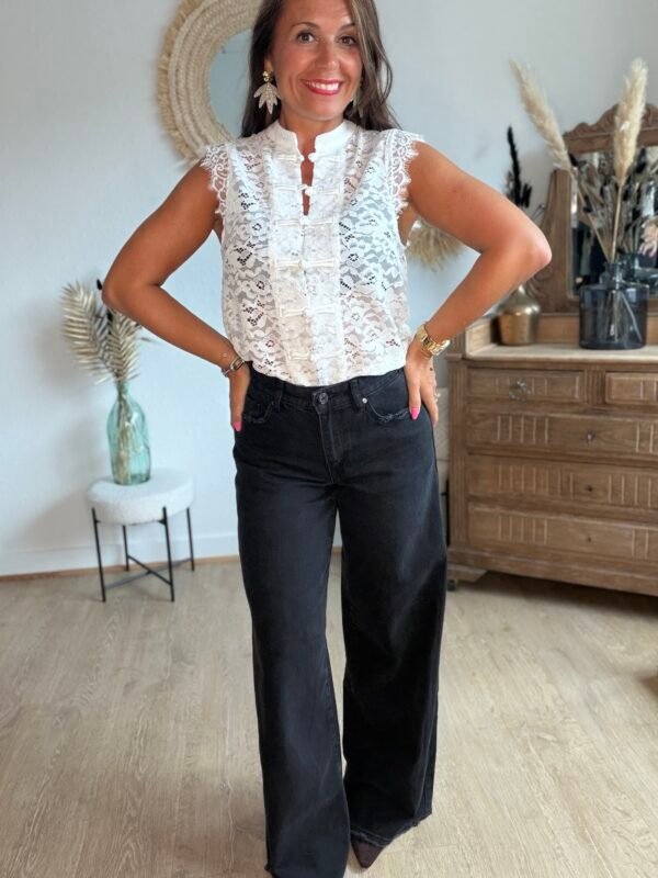 Blouse dentelle blanche asiatique - Modèle Line