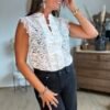 Blouse dentelle blanche asiatique - Modèle Line
