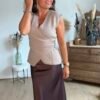 Top sans manches taupe - Modèle Oliver