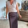 Jupe longue Satin chocolat - Modèle Lison