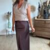Jupe longue Satin chocolat - Modèle Lison