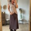 Jupe longue Satin chocolat - Modèle Lison